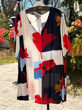 Abstract Leaf Print Tunic